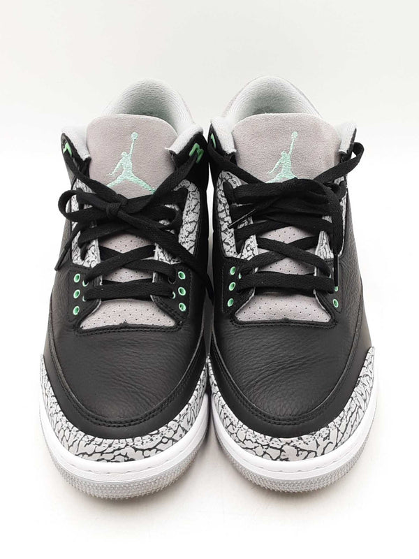 Nike Air Jordan 3 Retro "Green Glow" Black Leather Sneakers Size 11 Fw0825ezdu