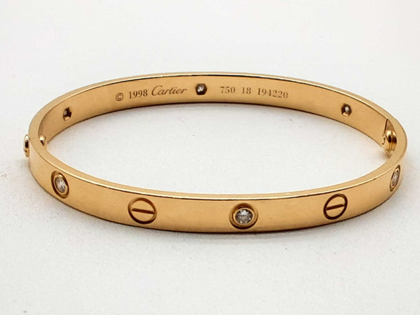 Cartier Love Bracelet Diamonds 18k Yellow Gold 26.3g Bangle Size 18 Do1124prxzde