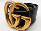Gucci Wide Marmont Leather Belt With Gold Tone Gg Buckle Size 95/38 Eb0226prxde