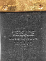Versace Medusa Reversible Leather Belt Gold Tone Buckle Size 100 Eb1225lwxdu