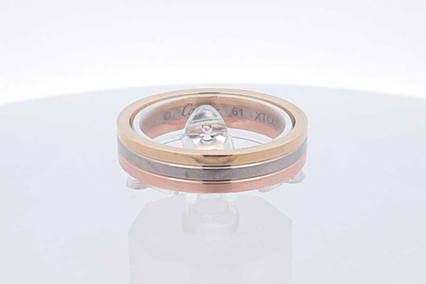 Cartier Vendome Louis Cartier 18k Tricolor Gold Wedding Ring 7.5 Grams Size 61 Eb0425exzsa
