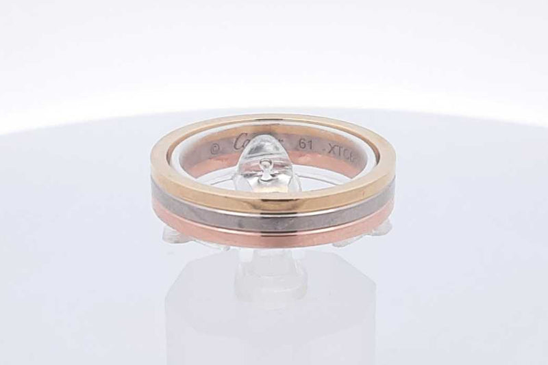 Cartier Vendome Louis Cartier 18k Tricolor Gold Wedding Ring 7.5 Grams Size 61 Eb0425exzsa