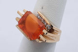 Orange Gemstone & Diamond Ring In 14k Yellow Gold 10.6 Grams Size 6 Eb1224oexsa