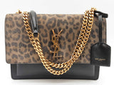 Yves Saint Laurent Ysl Sunset Leopard Print Black Crossbody Bag Do0225exzde