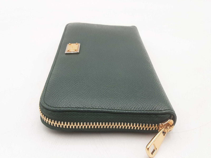 Dolce & Gabbana Leather Zip Around Green Wallet Sd0725lrzsa