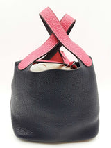 Hermes Picotin Lock 18 Casaque Pink Blue Clemence Palladium Tote Bag Do0425ooxzde
