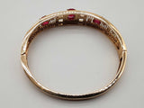Synthetic Rubies 10k Yellow Gold 23.0g Bangle Bracelet 6.5 In Do0325sxzde