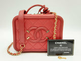 Chanel Filigree Vanity Case In Red Quilted Caviar Leather Fw0125owxzdu