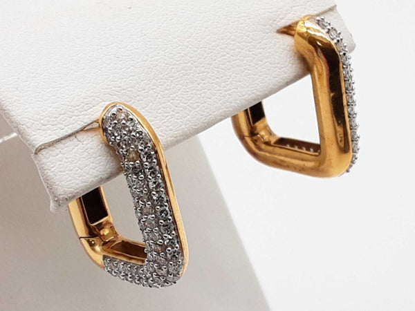 1.08 Cttw Lab Grown Diamonds Gold Coated Silver 6.6g Hoop Earrings Do0225srde