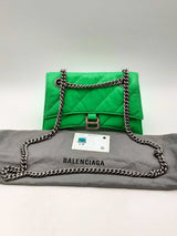 Balenciaga Crush Quilted Green Chain Shoulder Bag Eb1224loxzsa