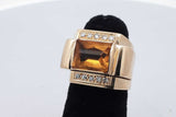 Orange Gemstone & Diamond Ring In 14k Yellow Gold 18.4 Grams Size 5 Eb0726lxorsa
