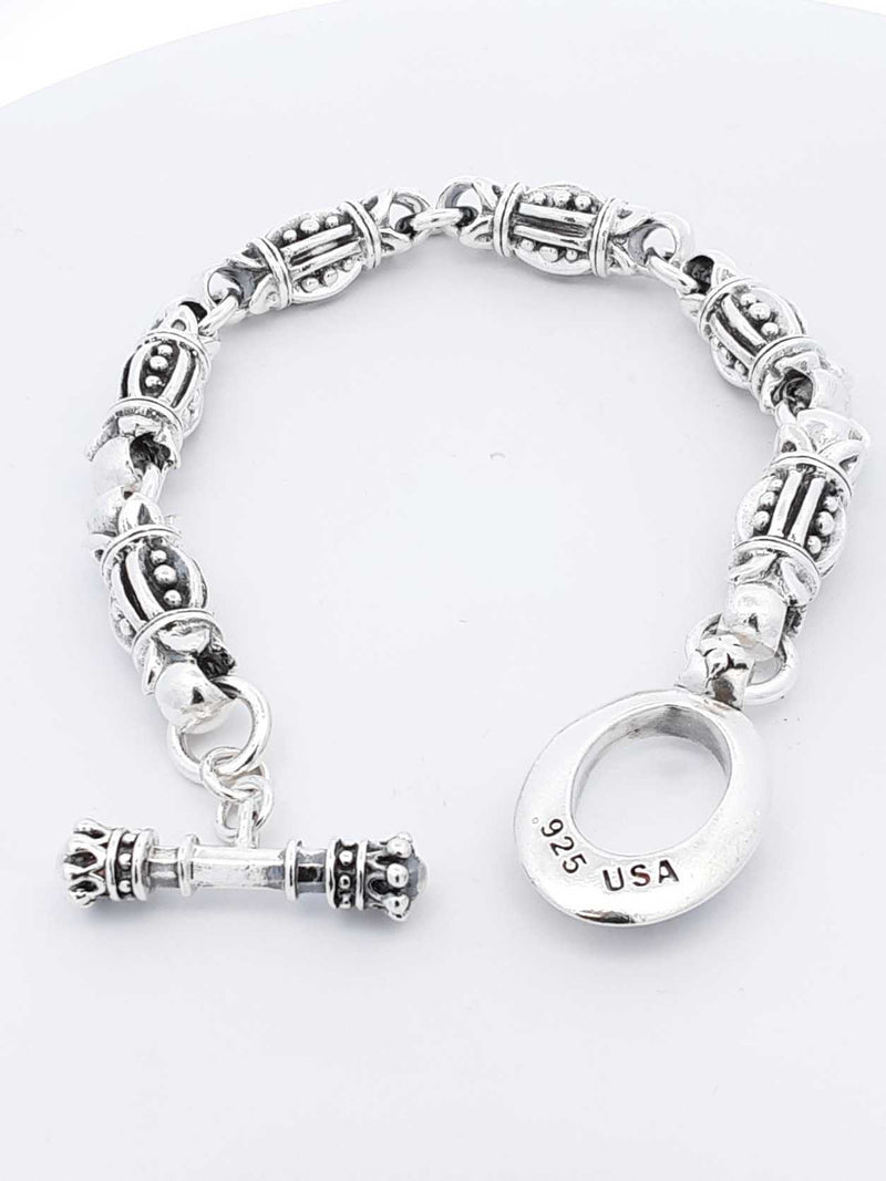 King Baby Sterling Silver Decorative Link Toggle Clasp Bracelet 9 In Fw0425lrxdu