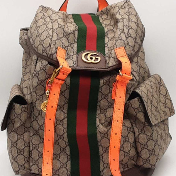Gucci Ophidia Gg Supreme Double Buckle Backpack Beige Aa0226lzxzsa