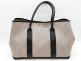 Hermes 36 Garden Party Gray Coated Canvas Black Leather Tote Bag Do1125wcrde