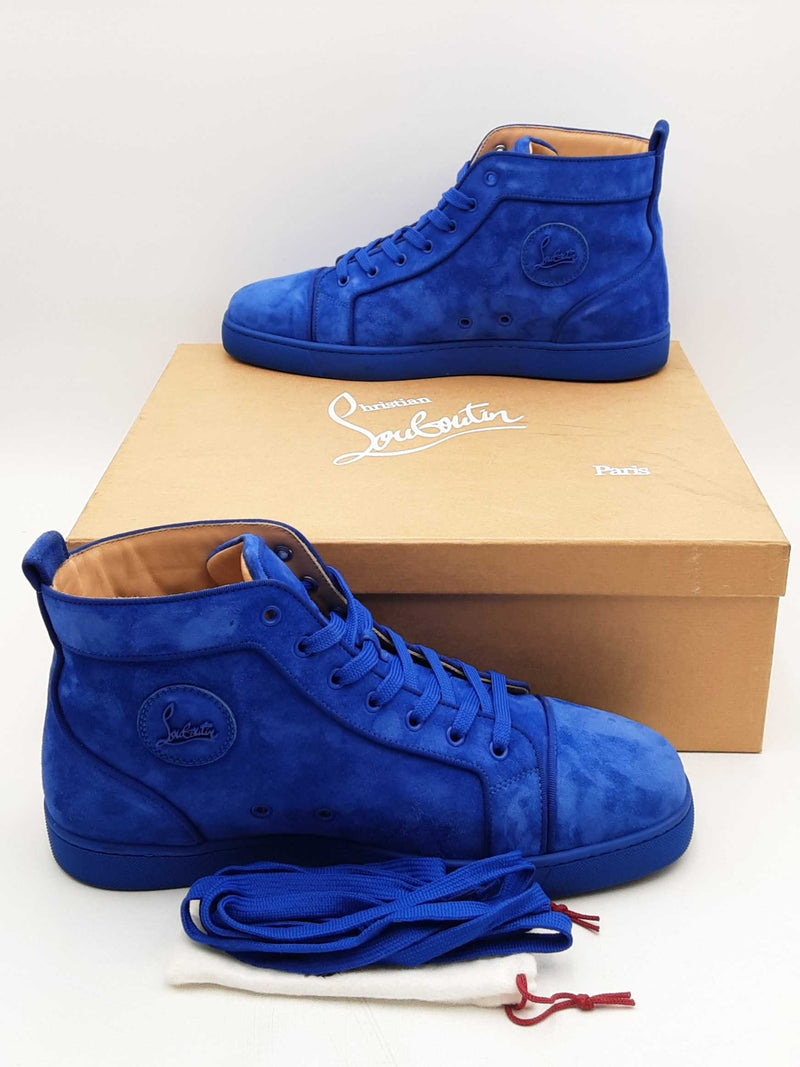 Christian Louboutin Blue Suede Orlato Flat Sneakers Size 46 Eb1224oxzsa