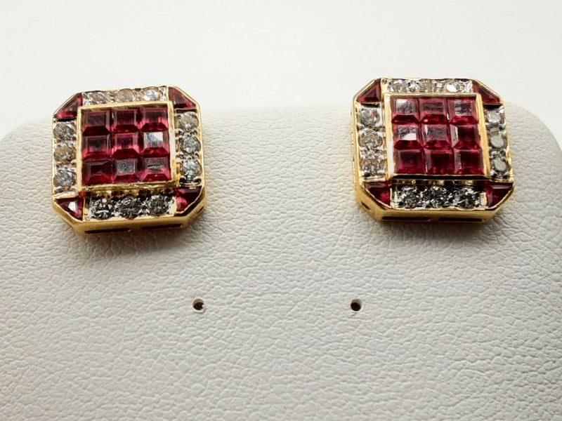 0.45 Cttw Diamonds 18k Yellow Gold Rubies 10.7g Cuff Links Do0125ixzde