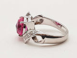 Breast Cancer Ribbon Pink Sapphires 10k Wg Ring Earrings Ensemble Do0226pxzde