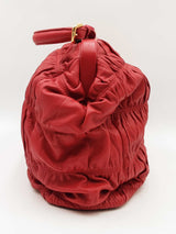 Prada Gaufre Frame Top Handle Bag In Red Nappa Leather Fw0126wrzdu
