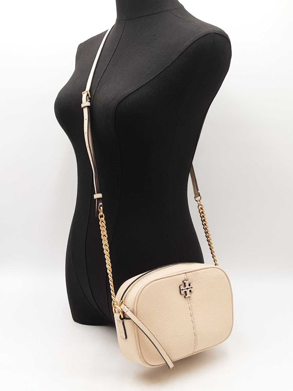 Tory Burch Camera Bag In Beige Leather Fw0925crdu
