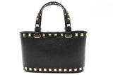 Valentino Garavani Rockstud Mini Black Leather Shopping Tote Bag Eb0326rxzde