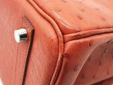 Hermes Birkin 30cm Brique Red Ostrich Palladium Hardware Handbag Do0626lrxzxde