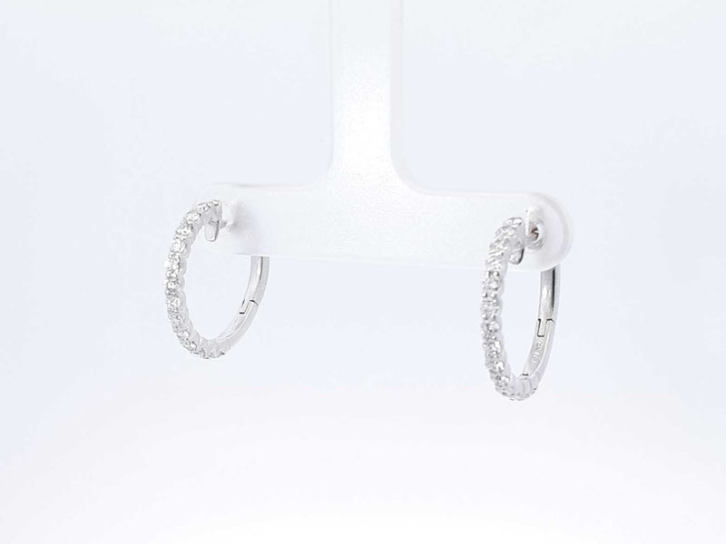 0.56 Cttw Diamond & 18k White Gold Latch-back Hoop Earrings 4.4 Gram Fw0925wzxdu