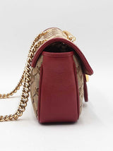 Gucci Marmont Flap Bag In Matelassé Gg Canvas & Red Leather Fw0925rzxdu
