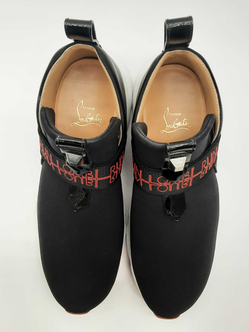 Christian Louboutin Lipsyrun Black Neoprene Sneakers Size 39.5 Fw1124lorde