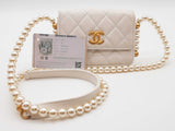 Chanel White Mini Flap Bag With Pearl Strap Sd0326erzde