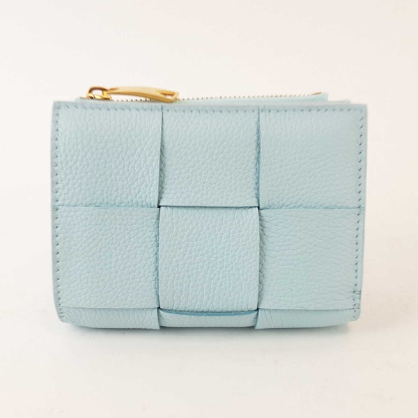 Bottega Veneta Light Blue Leather Intreccio Weave Wallet Eb0823erzdu