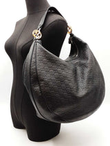 Gucci Gg Twins Black Guccissima Leather Hobo Bag  Fw0625przdu