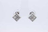 0.8cttw Princess Cut Diamond Stud Earrings 14k White Gold 3.1 Grams Eb0626pcxdu