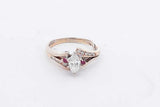 Diamond & Red Gemstone Ring In 14k Yellow Gold 3.4 Grams Size 7 Eb0326pxzsa