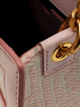Balmain 1945 Pink & Beige Monogram Jacquard & Leather Shoulder Bag Fw0926wxzdu
