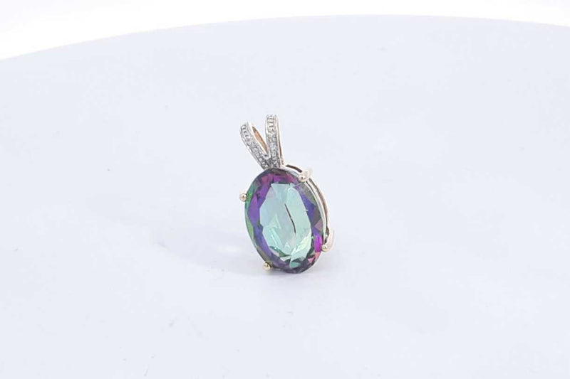 10k Yellow Gold Mystic Topaz Pendant 2.7 Grams Eb0524pxsa