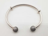 Pandora Moments Open Pave Clear Stone Caps Bangle Bracelet 6.5 In Do0826rde