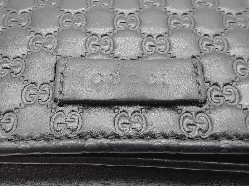 Gucci Black Microguccissima Leather Crossbody Wallet Do0625lxzde