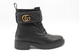 Gucci Black Leather Double G Ankle Boots With Quilted Strap Size 40 Eb0326lrxsa