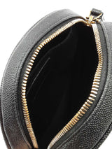 Yves Saint Laurent Round Camera Bag In Black Graine De Poudre Matelassé Leather Fw0626przdu