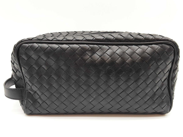 Bottega Veneta Intrecciato Black Leather Travel Pouch Do0525lrxde