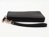 Michael Kors Crossgrain Zip Around Wallet Wristlet Black Aa0726lrsa
