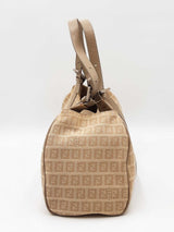 Fendi Zucchino Shoulder Bag In Beige Ff Logo Canvas Fw0726oordu