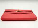 Hermes Kelly To Go Red Chevre Mysore Gold Hardware Clutch Do1124lxzxde