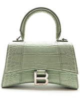 Balenciaga Hourglass Xs Mint Green Croc Embossed Leather Crossbody Lhrxzde