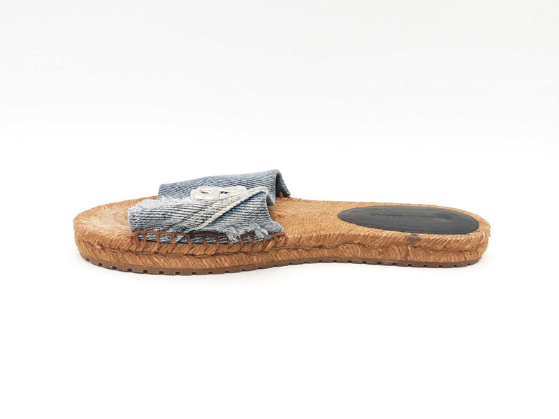 Dolce & Gabbana Medallion Denim Flat Espadrille Sandals Size Eu 38 Fw1224lxzsa