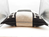 Hermes Avalon 70 Noir Black Ecru Beige Wool Blend Large Throw Pillow Do0326prxde