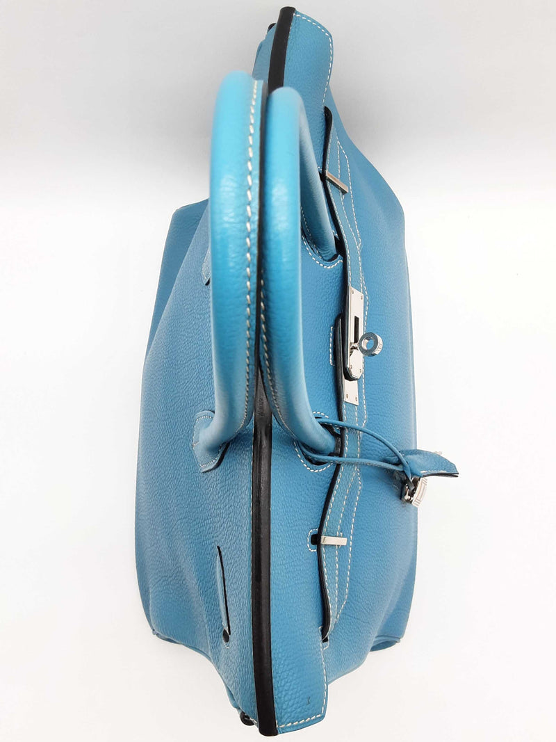 Hermes Birkin 35 Bleu Jean Blue Clemence Palladium Hardware Handbag Do0925erxzde