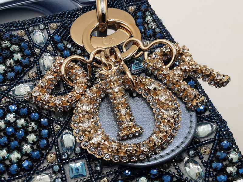 Christian Dior Mini Lady Dior Celestial Blue Lambskin & Beaded Bag Fw1224prxzdu