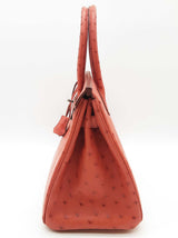 Hermes Birkin 30cm Brique Red Ostrich Palladium Hardware Handbag Do0626lrxzxde