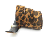 Tom Ford Reversible Leopard Print & Black Leather Belt With T Buckle Fw0825rzdu